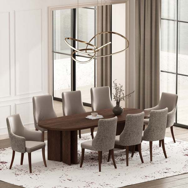 Manhattan Comfort 8-piece Exquisite Leatherette And Velvet Dining Chair Set With Elegant Beech Wood Legs For Stylish Spaces Taupe Beech Wood 8-dc095-tp