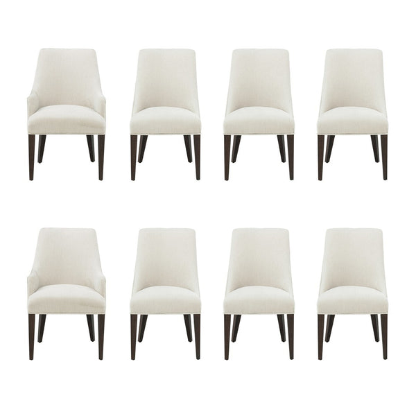 Manhattan Comfort 8-piece Chenille Upholstered Dining Chair Set With Elegant Rubberwood Legs For Modern Spaces Cream Rubberwood 8-dc103-cr