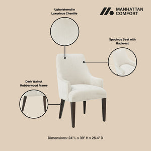 Manhattan Comfort 8-piece Chenille Upholstered Dining Chair Set With Elegant Rubberwood Legs For Modern Spaces Cream Rubberwood 8-dc103-cr