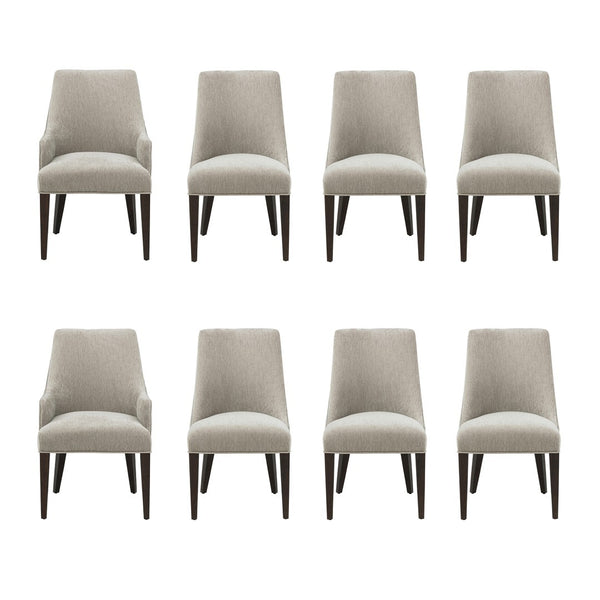 Manhattan Comfort 8-piece Chenille Upholstered Dining Chair Set With Elegant Rubberwood Legs For Modern Spaces Taupe Rubberwood 8-dc103-tp