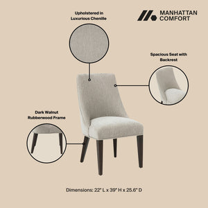 Manhattan Comfort 8-piece Chenille Upholstered Dining Chair Set With Elegant Rubberwood Legs For Modern Spaces Taupe Rubberwood 8-dc103-tp