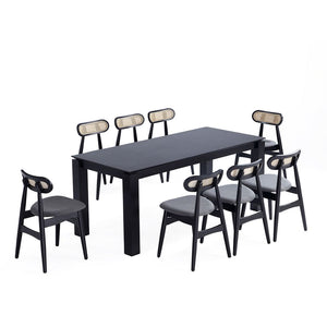 9-Piece Rockaway  70.86  Dining Set in Black with 8 Paragon 1.0 Dining Chairs 8-DT02DCCA05-GY Manhattan Comfort