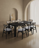 9-Piece Rockaway  70.86  Dining Set in Black with 8 Paragon 1.0 Dining Chairs 8-DT02DCCA05-GY Manhattan Comfort