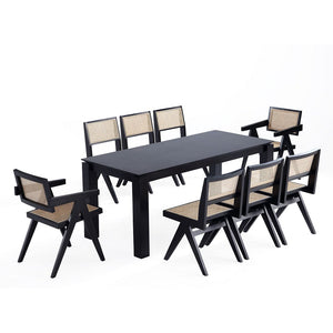 9-Piece Rockaway  70.86  Dining Set in Black with 8 Hamlet Side and Arm Chairs 8-DT02DCCA03-BK Manhattan Comfort