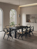 9-Piece Rockaway  70.86  Dining Set in Black with 8 Hamlet Side and Arm Chairs 8-DT02DCCA03-BK Manhattan Comfort