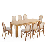 9-Piece Rockaway  70.86  Dining Set in Nature with 8 Paragon 1.0 Dining Chairs 8-DT02DCCA05-OM Manhattan Comfort