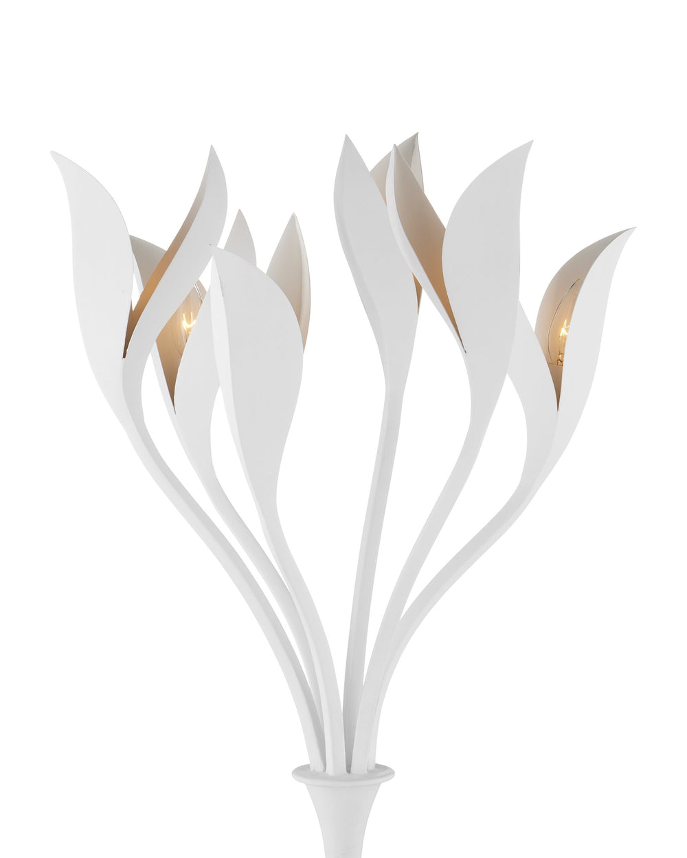Currey & Company Snowflower Wrought Iron Botanical Floor Lamp Gesso White Sculptural Bloom Living Room 8000-0160