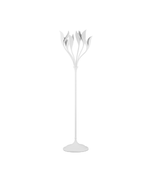 Currey & Company Snowflower Wrought Iron Botanical Floor Lamp Gesso White Sculptural Bloom Living Room 8000-0160