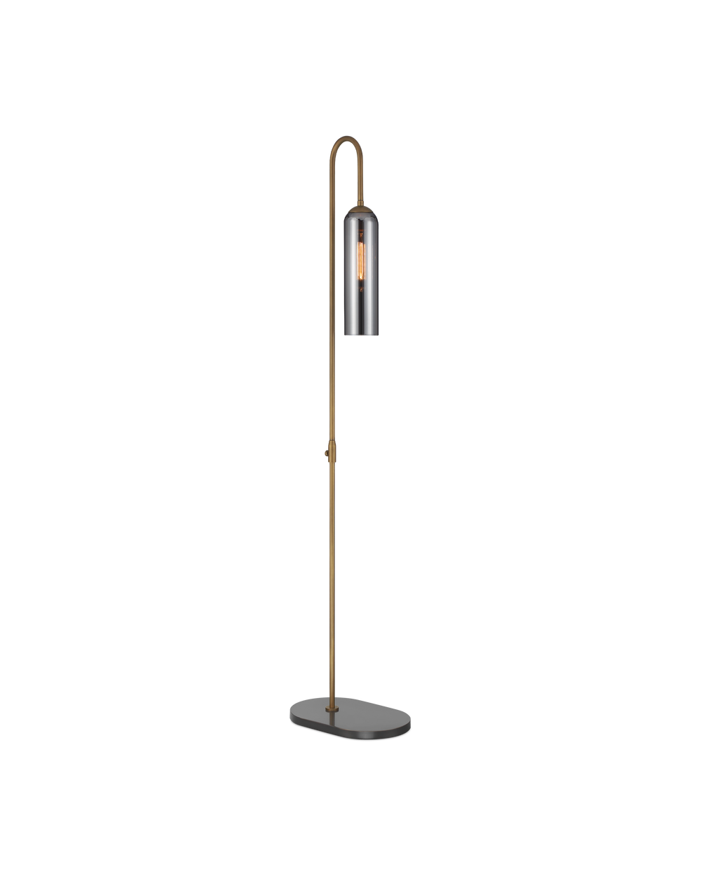 Currey & Company Severn Arc Floor Lamp Smoked Iridescent Glass Shade Oil Rubbed Bronze Ambient Glow 8000-0170
