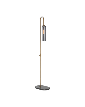 Currey & Company Severn Arc Floor Lamp Smoked Iridescent Glass Shade Oil Rubbed Bronze Ambient Glow 8000-0170