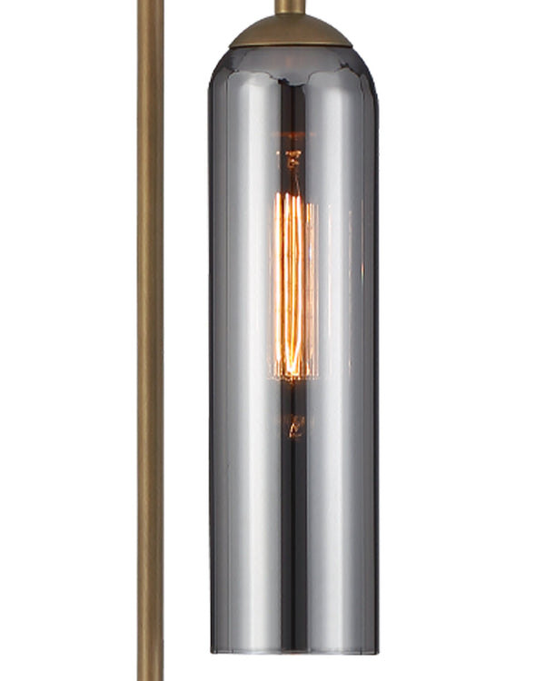 Currey & Company Severn Arc Floor Lamp Smoked Iridescent Glass Shade Oil Rubbed Bronze Ambient Glow 8000-0170