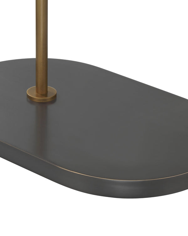 Currey & Company Severn Arc Floor Lamp Smoked Iridescent Glass Shade Oil Rubbed Bronze Ambient Glow 8000-0170
