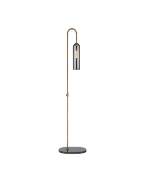 Currey & Company Severn Arc Floor Lamp Smoked Iridescent Glass Shade Oil Rubbed Bronze Ambient Glow 8000-0170