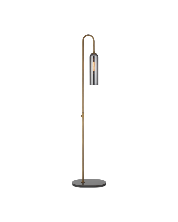 Currey & Company Severn Arc Floor Lamp Smoked Iridescent Glass Shade Oil Rubbed Bronze Ambient Glow 8000-0170