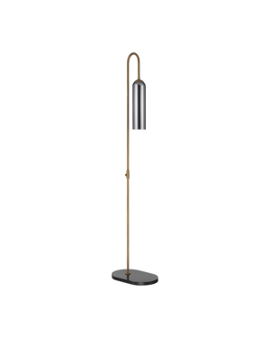 Currey & Company Severn Arc Floor Lamp Smoked Iridescent Glass Shade Oil Rubbed Bronze Ambient Glow 8000-0170