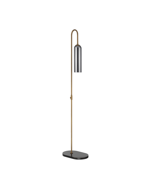 Currey & Company Severn Arc Floor Lamp Smoked Iridescent Glass Shade Oil Rubbed Bronze Ambient Glow 8000-0170