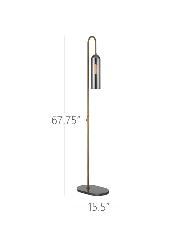 Currey & Company Severn Arc Floor Lamp Smoked Iridescent Glass Shade Oil Rubbed Bronze Ambient Glow 8000-0170