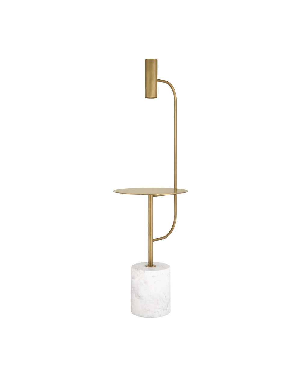 Currey & Company Eastlin Marble Base Floor Lamp with Built-In Side Table Brass Accents Modern Luxe 8000-0173