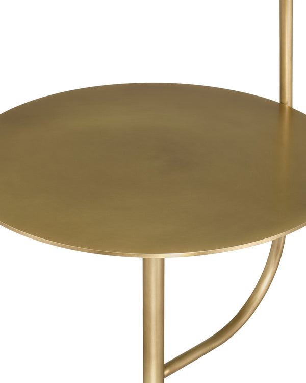 Currey & Company Eastlin Marble Base Floor Lamp with Built-In Side Table Brass Accents Modern Luxe 8000-0173
