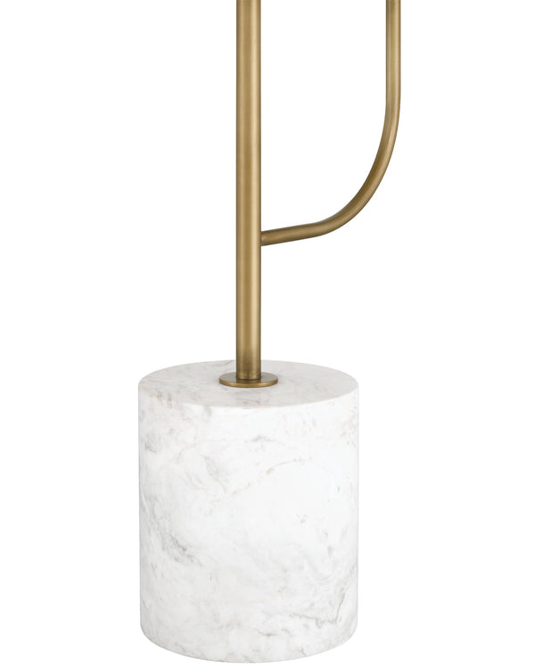 Currey & Company Eastlin Marble Base Floor Lamp with Built-In Side Table Brass Accents Modern Luxe 8000-0173