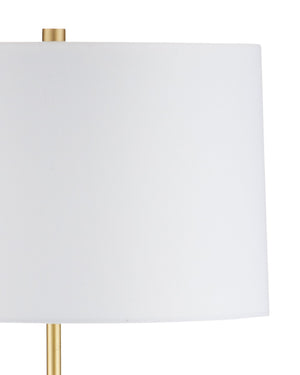 Currey & Company Lathe Turned Beechwood Floor Lamp with Brushed Brass Stem for Modern Living Rooms 8000-0175