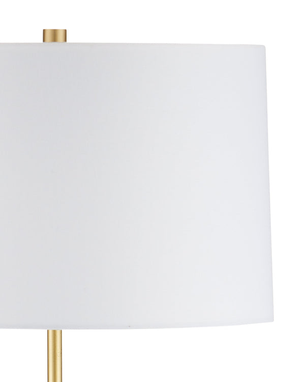 Currey & Company Lathe Turned Beechwood Floor Lamp with Brushed Brass Stem for Modern Living Rooms 8000-0175