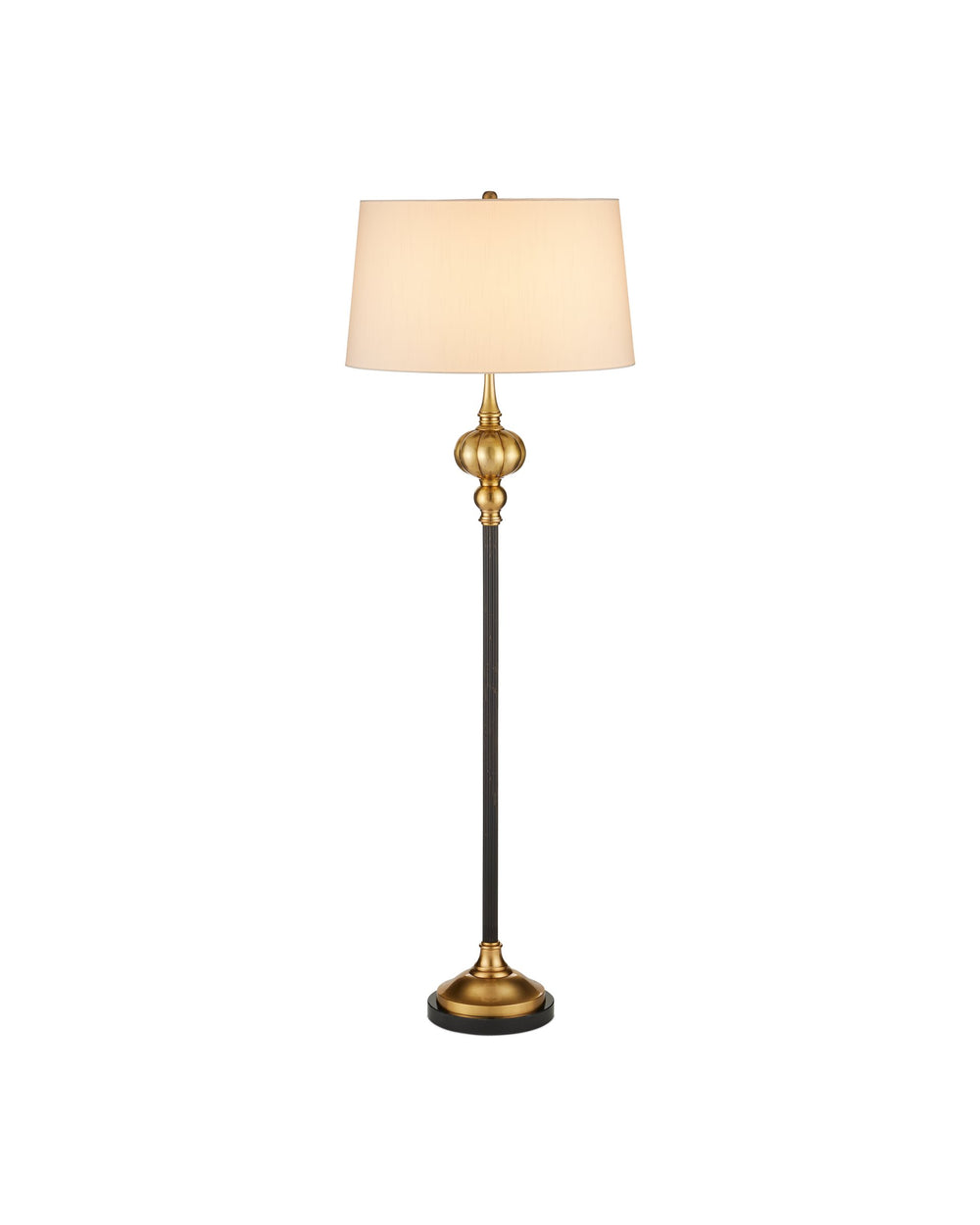 Currey & Company Haines Brass and Granite Floor Lamp Antique Bronze Stem with Warm Globe Accents 8000-0176