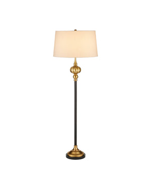 Currey & Company Haines Brass and Granite Floor Lamp Antique Bronze Stem with Warm Globe Accents 8000-0176