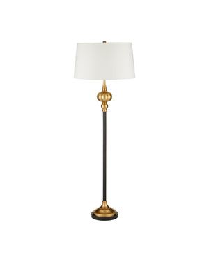 Currey & Company Haines Brass and Granite Floor Lamp Antique Bronze Stem with Warm Globe Accents 8000-0176