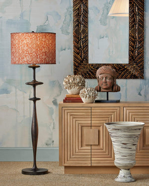 Currey & Company Aqueous Sculptural Floor Lamp Cast Aluminum Dark Bronze Patina Organic Form Study 8000-0178