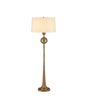 Currey & Company Boullee Antique Brass Floor Lamp Cast Aluminum Trumpet Column Traditional Interior 8000-0179