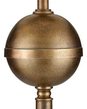Currey & Company Boullee Antique Brass Floor Lamp Cast Aluminum Trumpet Column Traditional Interior 8000-0179