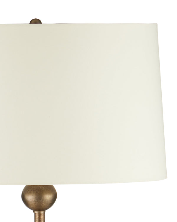 Currey & Company Boullee Antique Brass Floor Lamp Cast Aluminum Trumpet Column Traditional Interior 8000-0179
