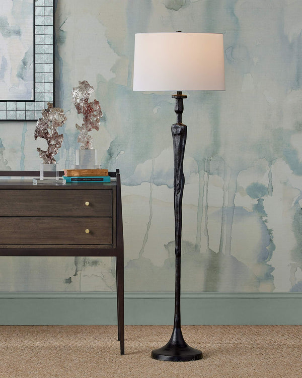 Currey & Company Mirage Cast Aluminum Sculptural Floor Lamp Figurative Art Inspired Living Room Accent 8000-0180