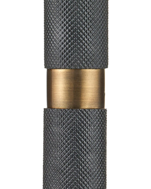 Currey & Company Gavin Sculptural Floor Lamp Cast Aluminum Matte Black with Antique Brass Banding 8000-0181