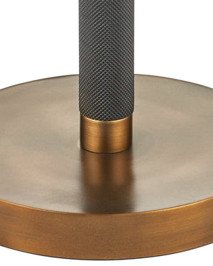 Currey & Company Gavin Sculptural Floor Lamp Cast Aluminum Matte Black with Antique Brass Banding 8000-0181