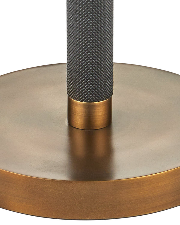 Currey & Company Gavin Sculptural Floor Lamp Cast Aluminum Matte Black with Antique Brass Banding 8000-0181