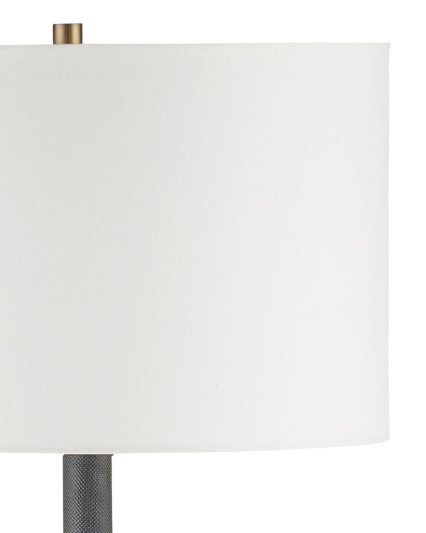 Currey & Company Gavin Sculptural Floor Lamp Cast Aluminum Matte Black with Antique Brass Banding 8000-0181