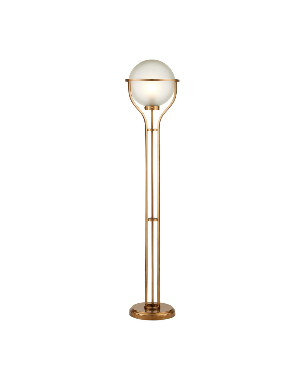 Currey & Company Metropolis Art Deco Floor Lamp with Frosted Globe and Champagne Metalwork Finish 8000-0182
