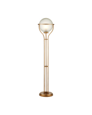Currey & Company Metropolis Art Deco Floor Lamp with Frosted Globe and Champagne Metalwork Finish 8000-0182