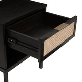 New Pacific Direct Caine Rattan Night Stand/ Side Table Black 20 x 14 x 25