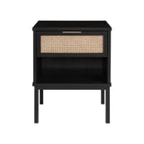 New Pacific Direct Caine Rattan Night Stand/ Side Table Black 20 x 14 x 25