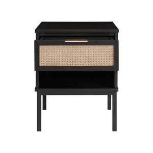 New Pacific Direct Caine Rattan Night Stand/ Side Table Black 20 x 14 x 25