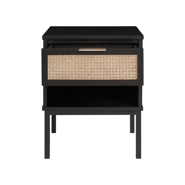 New Pacific Direct Caine Rattan Night Stand/ Side Table Black 20 x 14 x 25