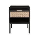 New Pacific Direct Caine Rattan Night Stand/ Side Table Black 20 x 14 x 25