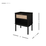 New Pacific Direct Caine Rattan Night Stand/ Side Table Black 20 x 14 x 25