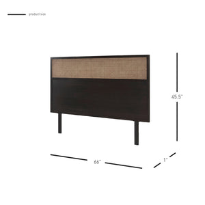 New Pacific Direct Caine Rattan Queen Headboard - Modern 66" Design With Black Legs, Easy Assembly & Matching Options Black  8000065-b-npd