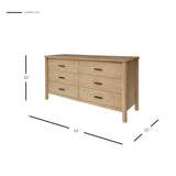 Bloomfield Dresser 6 Drawers Natural Pine, Brown 8000078 New Pacific Direct