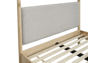 New Pacific Direct Bloomfield Queen Canopy Bed Set Natural Pine, Brown 100% Polyester, Solid Pine Wood 8000080-npd