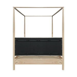 New Pacific Direct Bloomfield Queen Canopy Bed Set Natural Pine, Brown 100% Polyester, Solid Pine Wood 8000080-npd